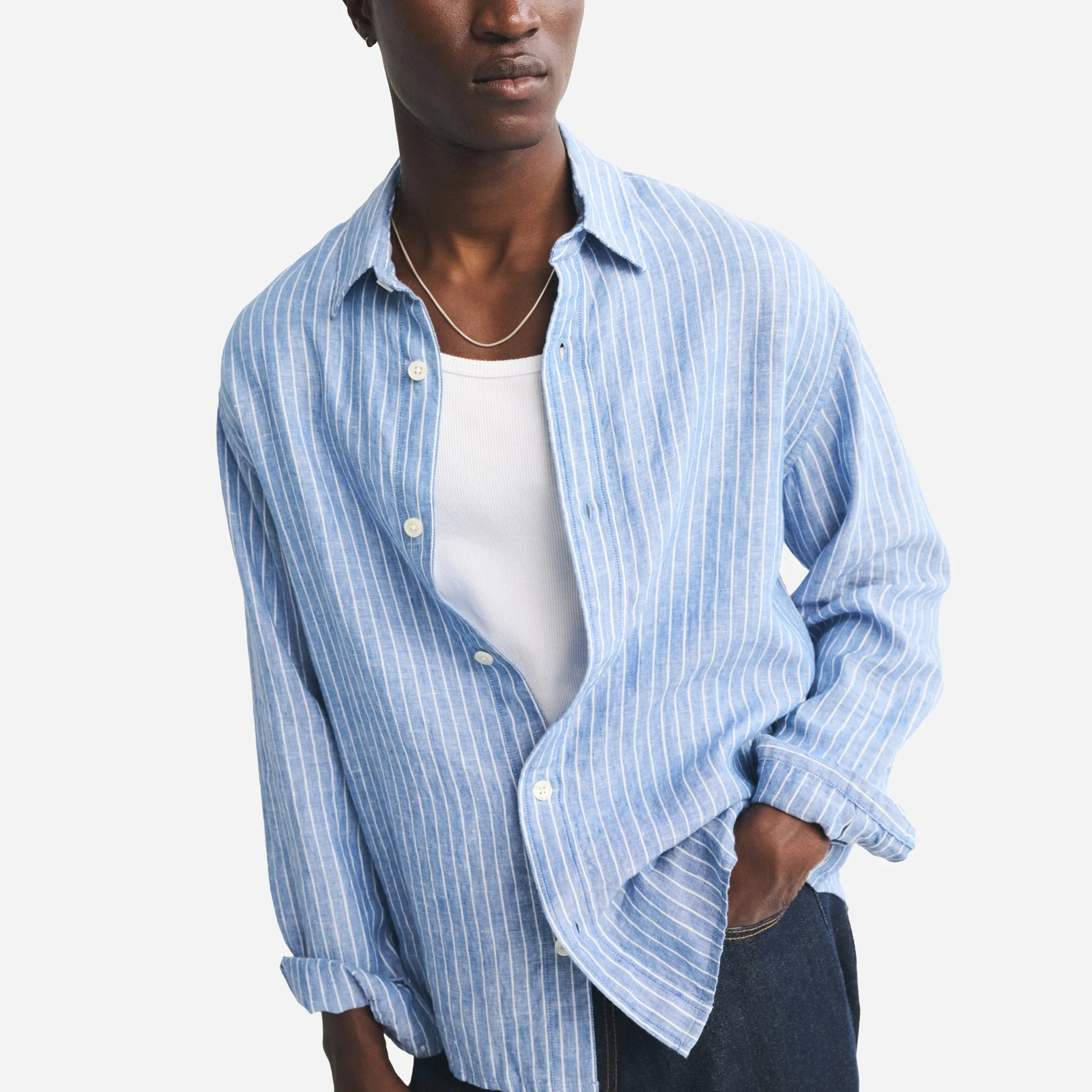 Garment recolouring: AI colour variant of linen shirt